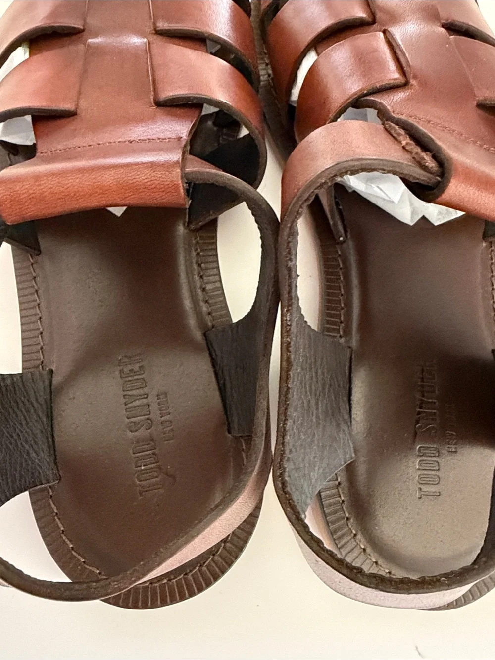 Todd Snyder Brown Leather Fisherman Sandals Sz 10.  New. Tub9